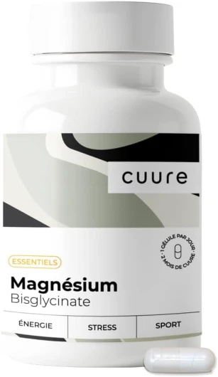 Magnésium Bisglycinate + Vitamine B6 & Taurine - CUURE - Supérieure au Magnésium Marin en Biodisponibilité - Confort Digestif - 60 Jours - Fatigue & Stress - Fabriqué en France Sans saveur 60 unité (Lot de 1)