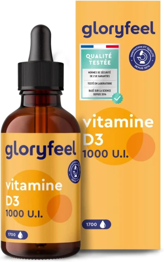 Vitamine D3 1000 U.I - Vitamine D par Goutte, 50 ml (1700 Gouttes), Huile TCM Noix de Coco, Liquide Fortement Dosée, Cholécalciférol pour le Système Immunitaire, Os, Muscles et Dents, 100% Végane