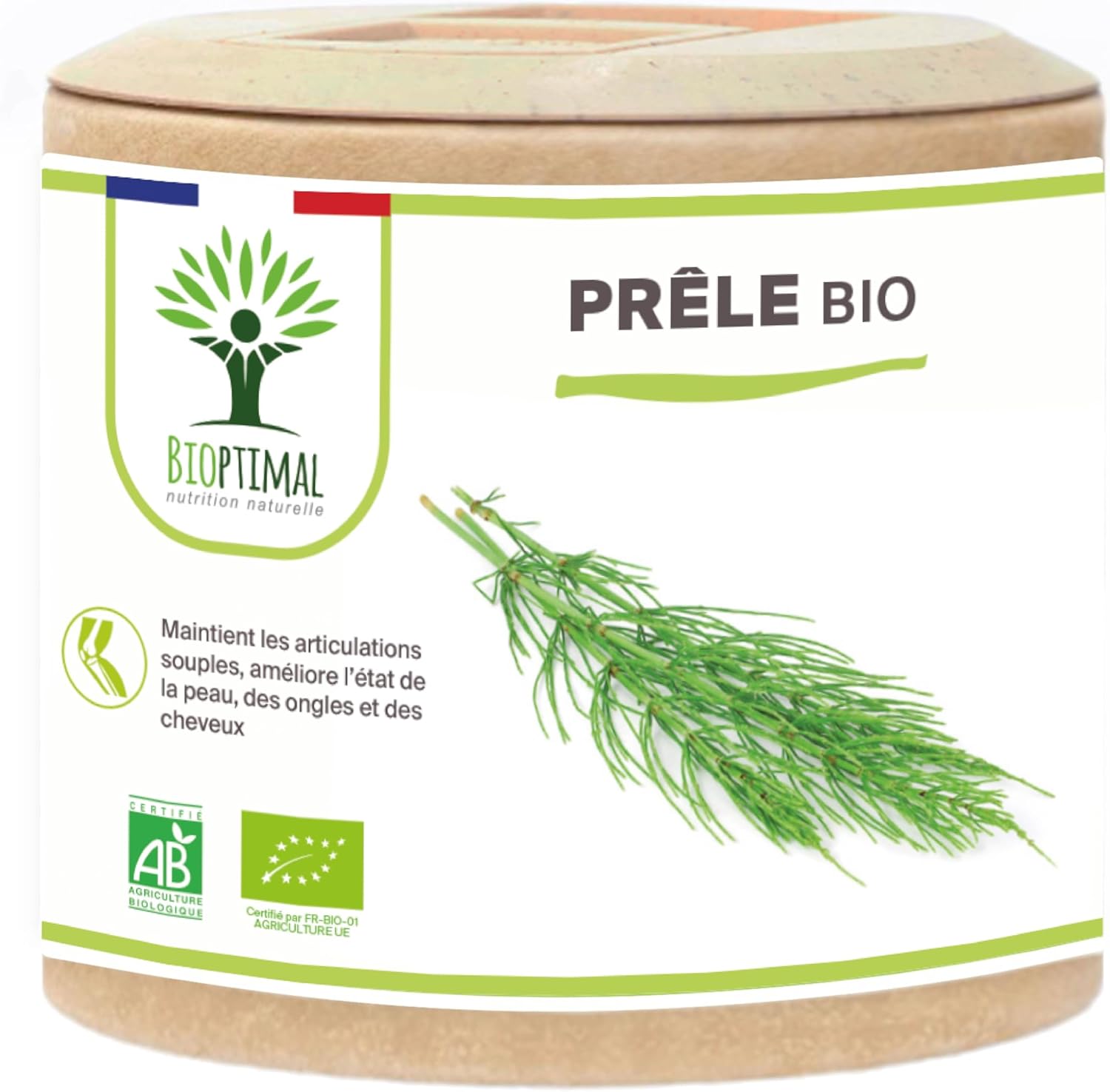 Prêle bio - Silicium Organique - Complément alimentaire Bioptimal - Prêle des champs en gélule de 300 mg - Articulation Diurétique Peau Cheveux - Fabriqué en France - Certifié par Ecocert - 60 gélules 60 unité (Lot de 1)