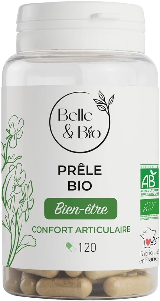 SOULAGE ARTICULATION SENSIBLE - Prêle Bio certifié Ecocert - 120 gélules - Cure 2 mois - Complément Alimentaire BELLE&BIO - Fabriqué en France