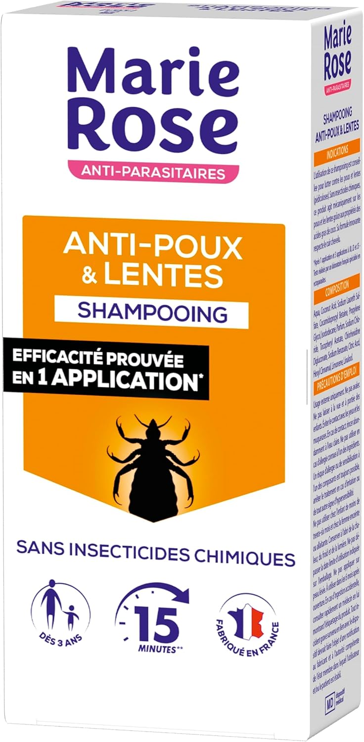 Shampooing Anti-Poux Et Lentes - Sans Insecticides Chimiques - Adultes et Enfants à partir de 3 ans - Respect du Cuir Chevelu - 125mL - Fabriqué en France 125 ml (Lot de 1)