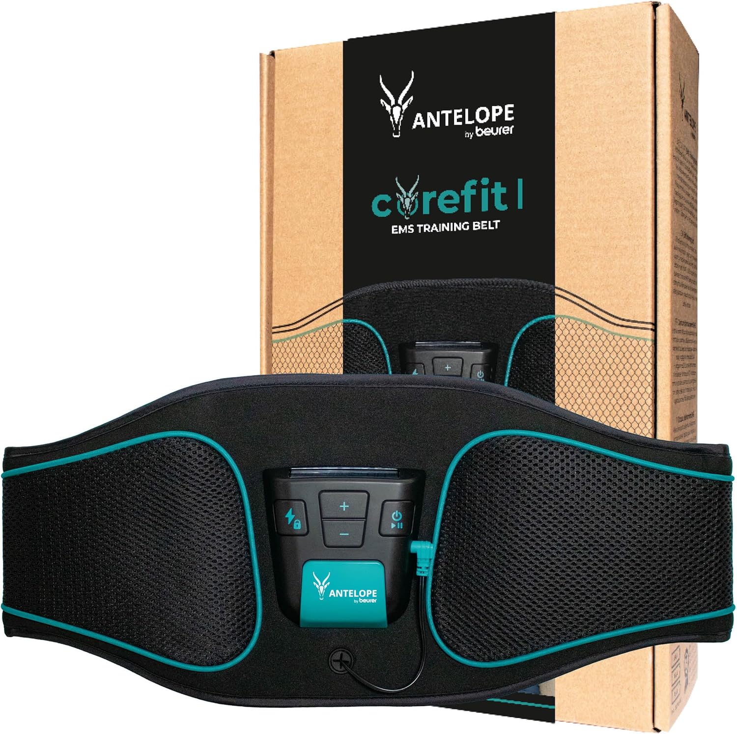 Corefit I by Antelope Ceinture d'entraînement EMS, stimulation de la musculature abdominale, soutien du développement musculaire, 9 programmes d'entraînement,4 électrodes, pour hommes et femmes Pour les abdominaux avec 9 programmes