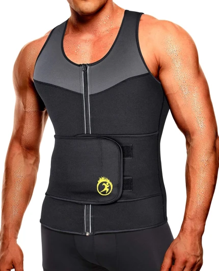 SEXYWG Vêtements Ceinture De Sudation Homme Minceur Débardeur Sauna Gilet Fitness Abdominale Gaine Sport Ventre Plat T Shirt Neoprene Veste Noir XL Noir