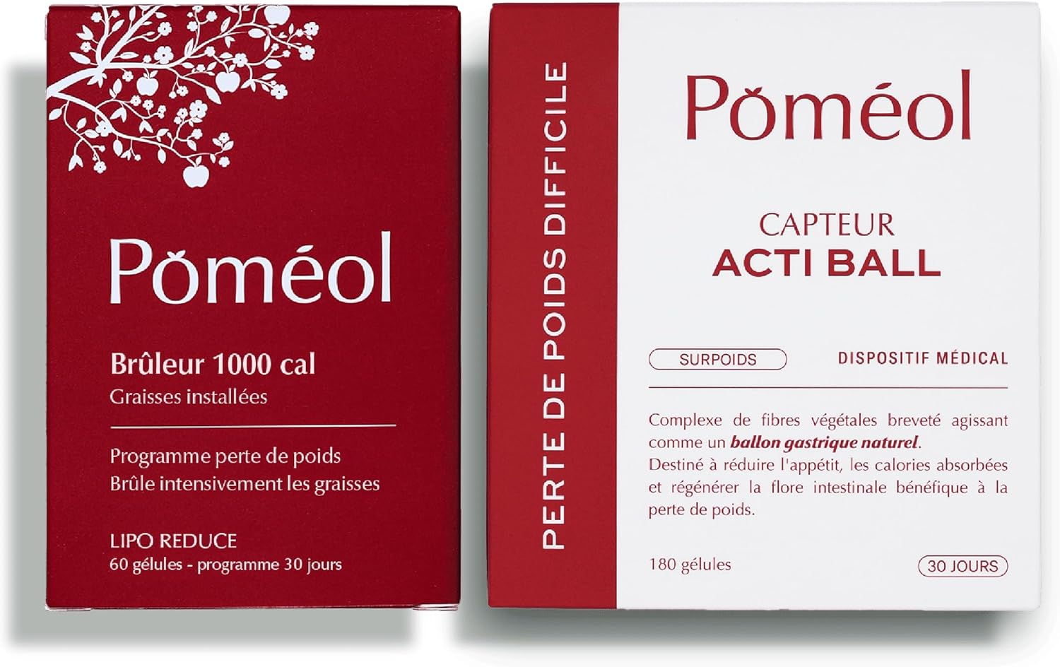 Programme Minceur 30 jours - Ballon gastrique ActiBall & Brûleur 1000 - Satiété Prolongée, Réduction des Envies, Digestion, Recentrage Intestinal ǀ Sans Caféine - Fibres, Pomme, Plantes ǀ POMÉOL Ballon gastrique + Brûleur 1000 30 jours