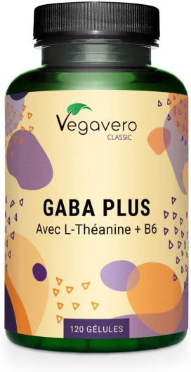 GABA 1000mg - Avec L-Theanine & Vitamine B6 - 120 Gélules - Anti-Stress + Mieux Dormir - Vegan & Sans Additifs - Vegavero®
