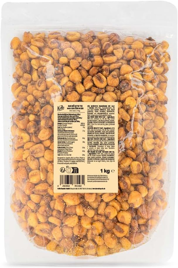 Grains de maïs grillés et salés 1 kg - Snack à base de maïs grillé extra croustillant sans colorant ni conservateur