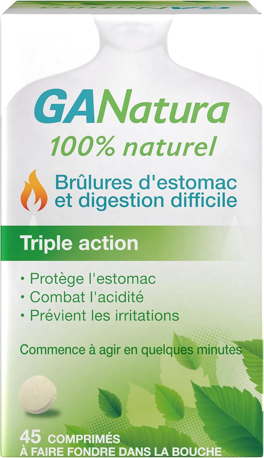 GANatura - 100% Naturel - Brûlures d'estomac et digestion difficile - 45 Comprimés Blanc 45
