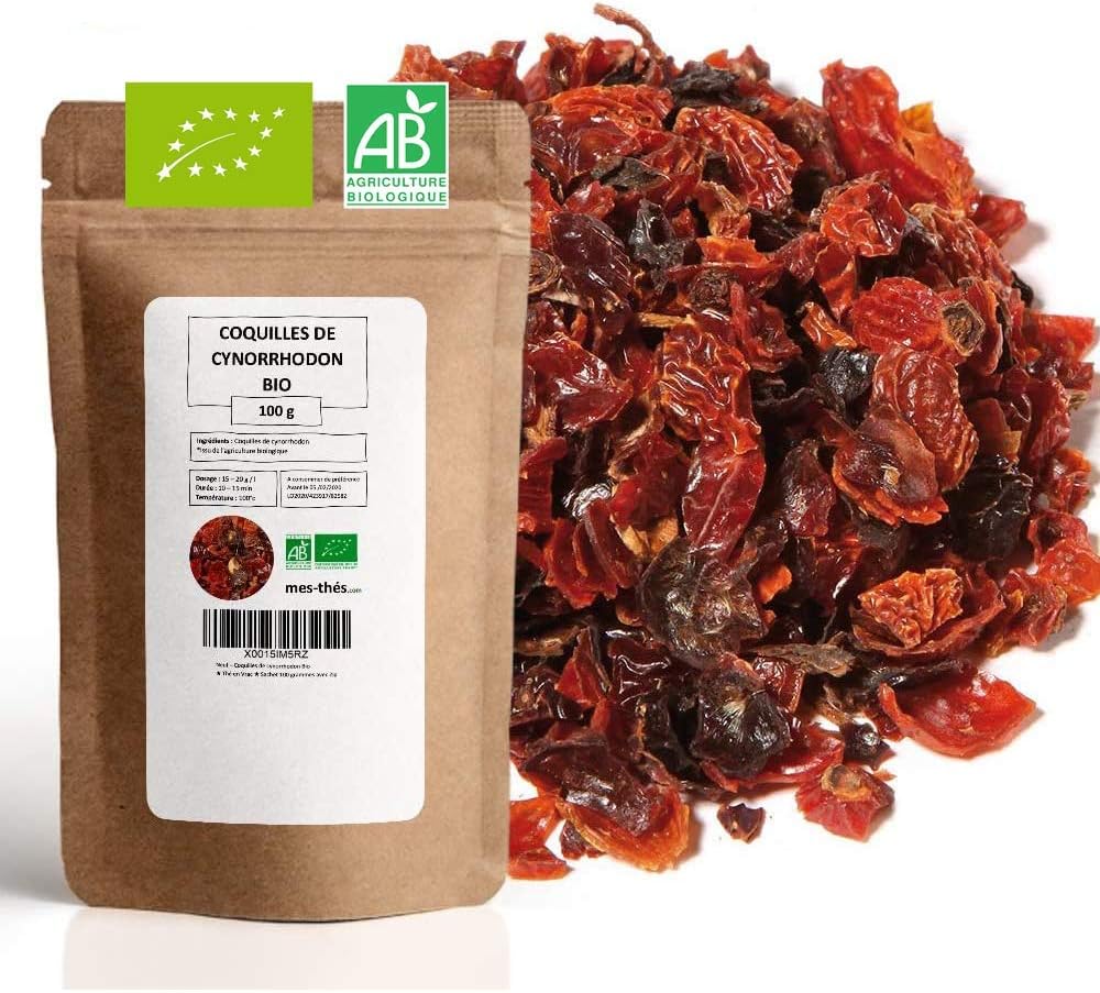 Coquilles de cynorrhodon Bio - Herbes en vrac - 100g (40 tasses) - 100% Agriculture Biologique - Mes-Thés