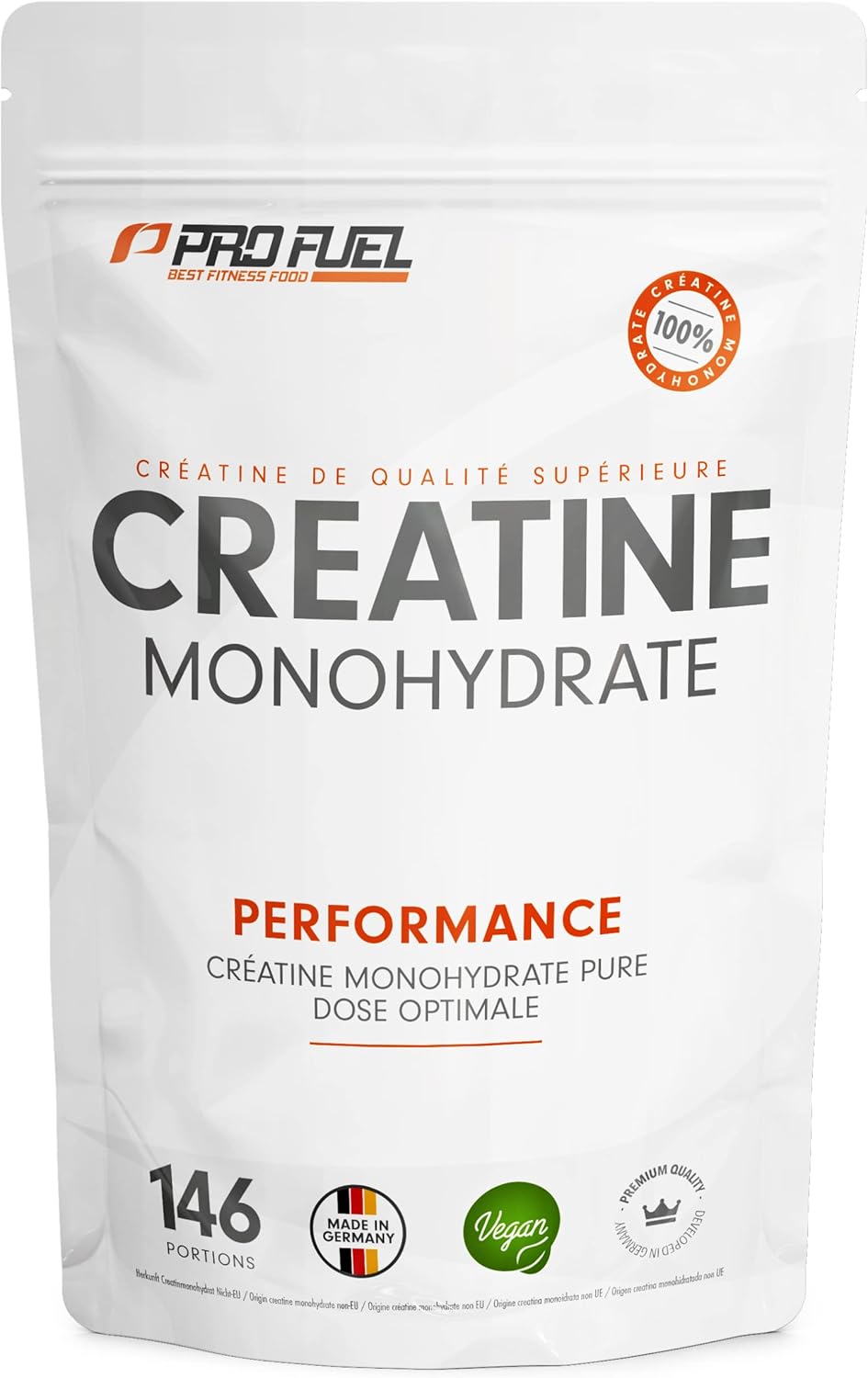 Créatine Monohydrate Poudre 500g - créatine monohydrate pure de qualité micronisée - haut dosage efficace, optimal pour l‘entraînement de force, 100% végétalien, réserve pour 146 jours 146 Portions (Lot de 1)