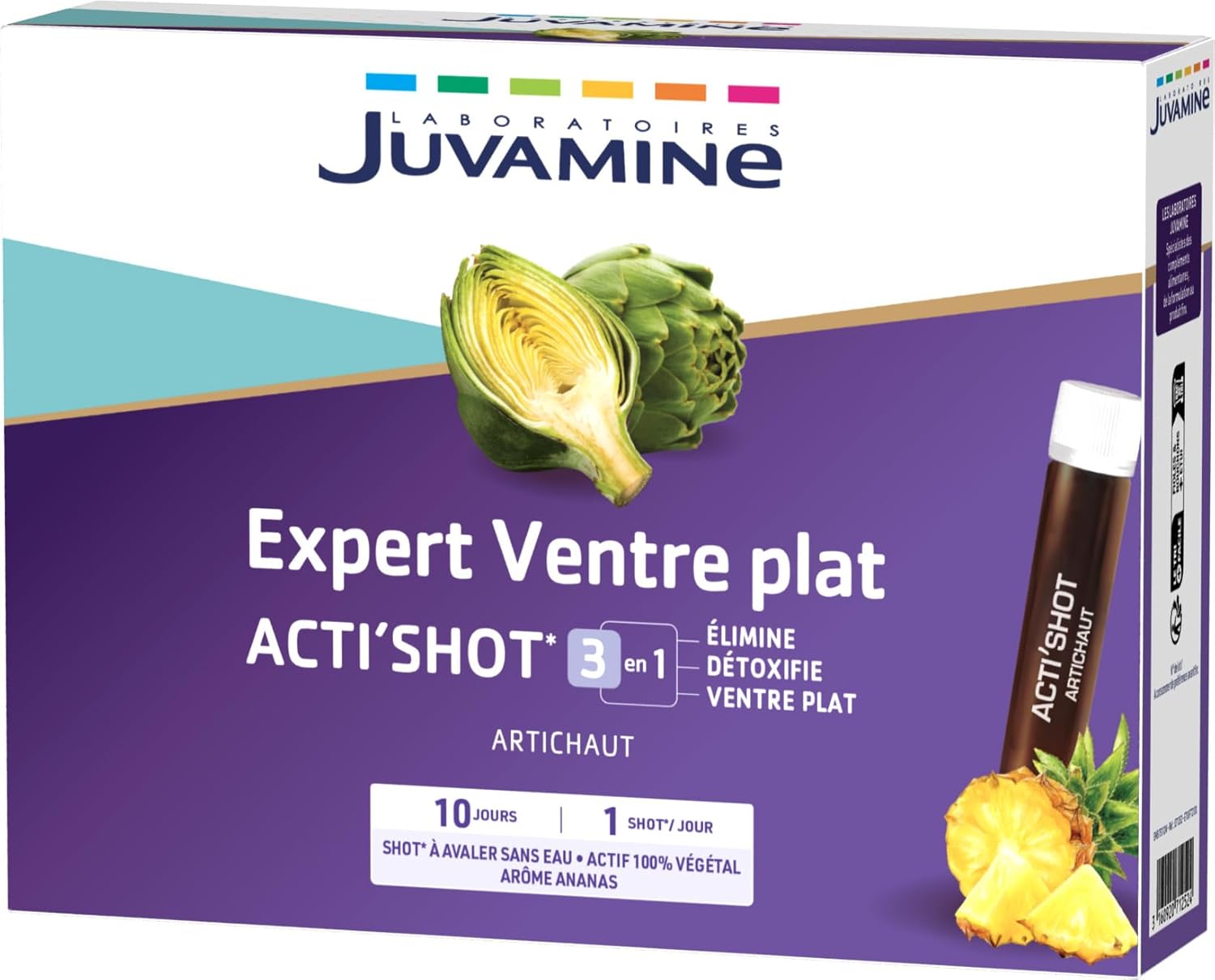 Expert ventre plat - Acti' Shot 3 en 1 - Artichaut Minceur - Elimine, détoxifie, ventre plat - 10 jours - Arôme ananas - Format pratique - Fabriqué en France Ananas 250 ml (Lot de 1)
