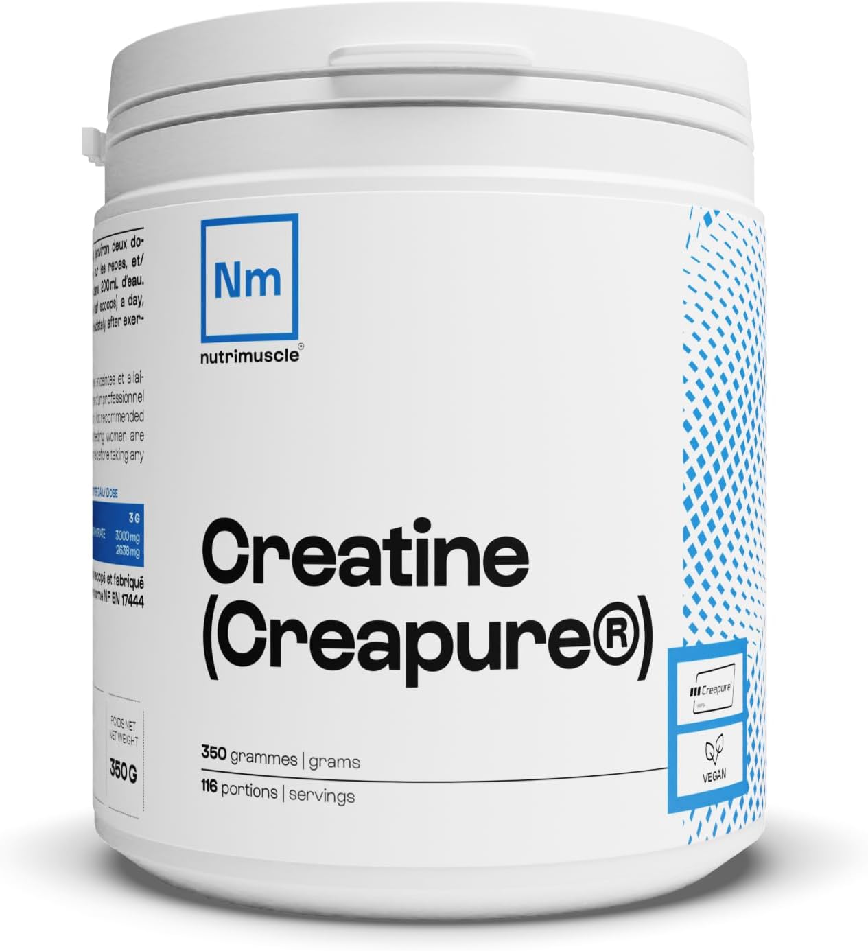 Créatine 100% Pure - Créatine monohydrate Creapure • Prise Masse Musculaire& Force • Musculation Homme • Complément idéal à la Whey Protéine - Nutrimuscle - 350 g 350 Grammes