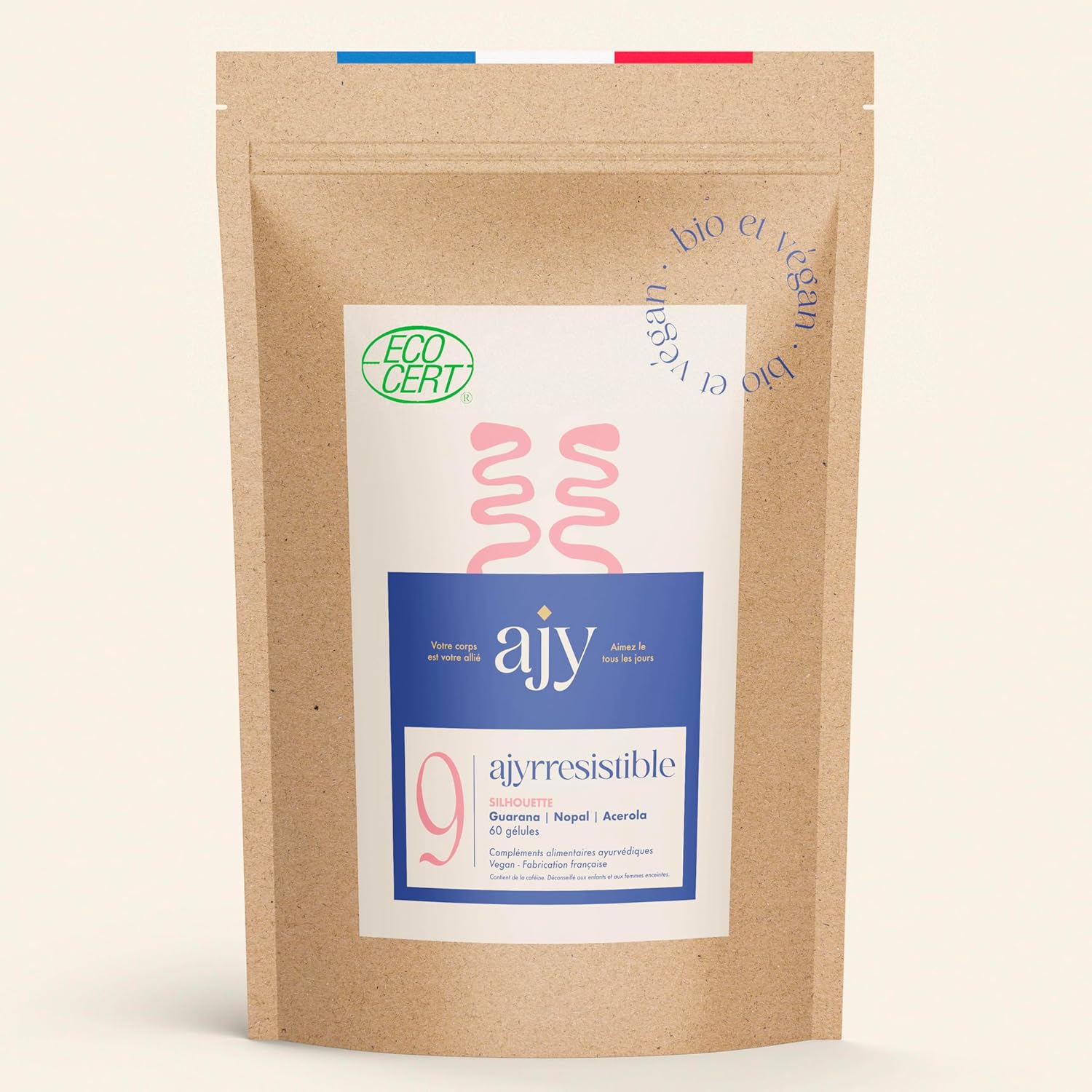 RRÉSISTIBLE BIO - Complément minceur - Guarana, Acerola, thé vert & Nopal - Fait en France - 60 gélules, 1 mois