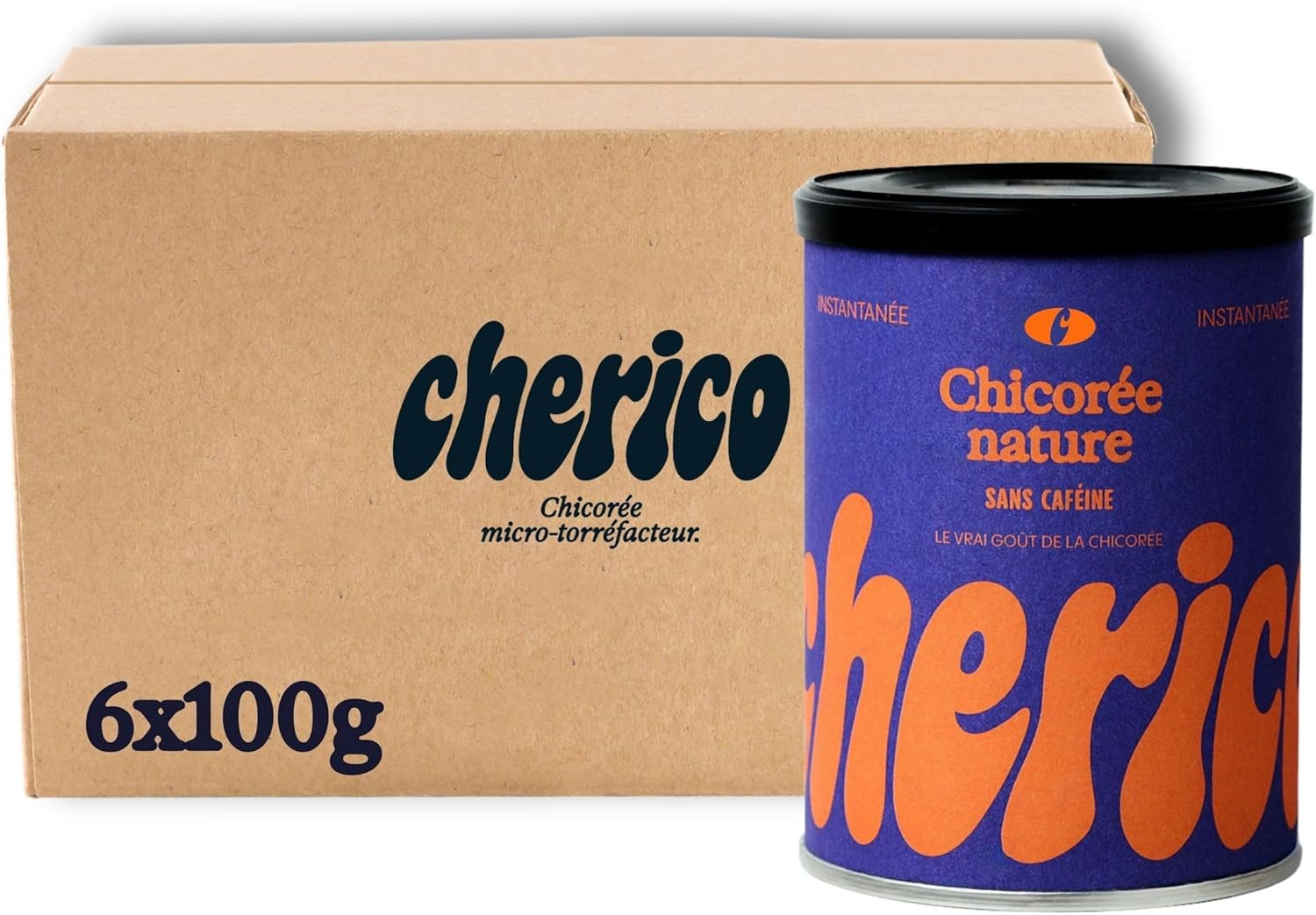 Chicorée soluble – Pack de 6 x 100g - Chicorée sans caféine nature - Riche en fibres - Chicorée d'origine végétale - Notes toastées et noisette