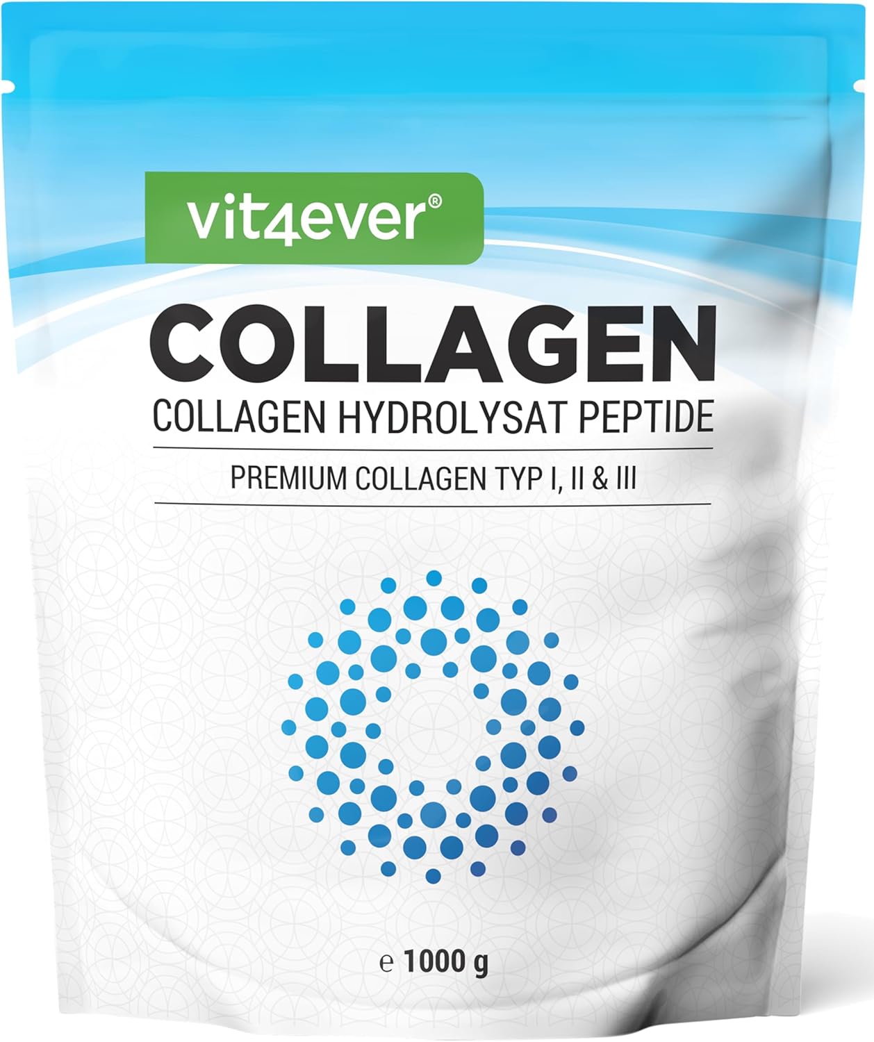 Collagène en Poudre 1000 g - 100% Collagène Bioactif hydrolysat Peptides - collagène type 1, 2 & 3 - Goût Neutre - Sans additifs