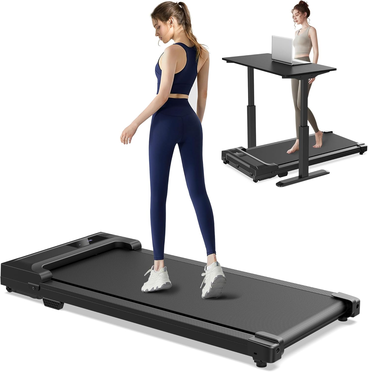 Tapis de Marche Course Walking Pad - Bureau Compact Petit Mini Treadmill Home Maison Courses Silencieux Portable Roulant Motorise Electrique Machine 6KM/H Vitesse Réglable Noir