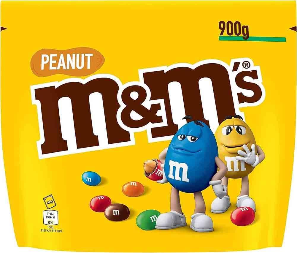 M&M'S PEANUT - Bonbons Chocolat au Lait & Cacahuètes - Sachet de 900 gr Chocolat au lait, cacahuètes 900 g (Lot de 1)