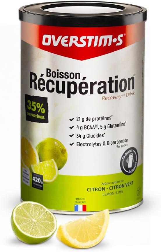 Overstim.s - Boisson de récupération Elite (420 g) - Recharge énergétique et régénération musculaire - Glucides, protéines, BCAA, électrolytes pour une récupération optimale - Citron Citron-vert Citron Citron-vert 420 g