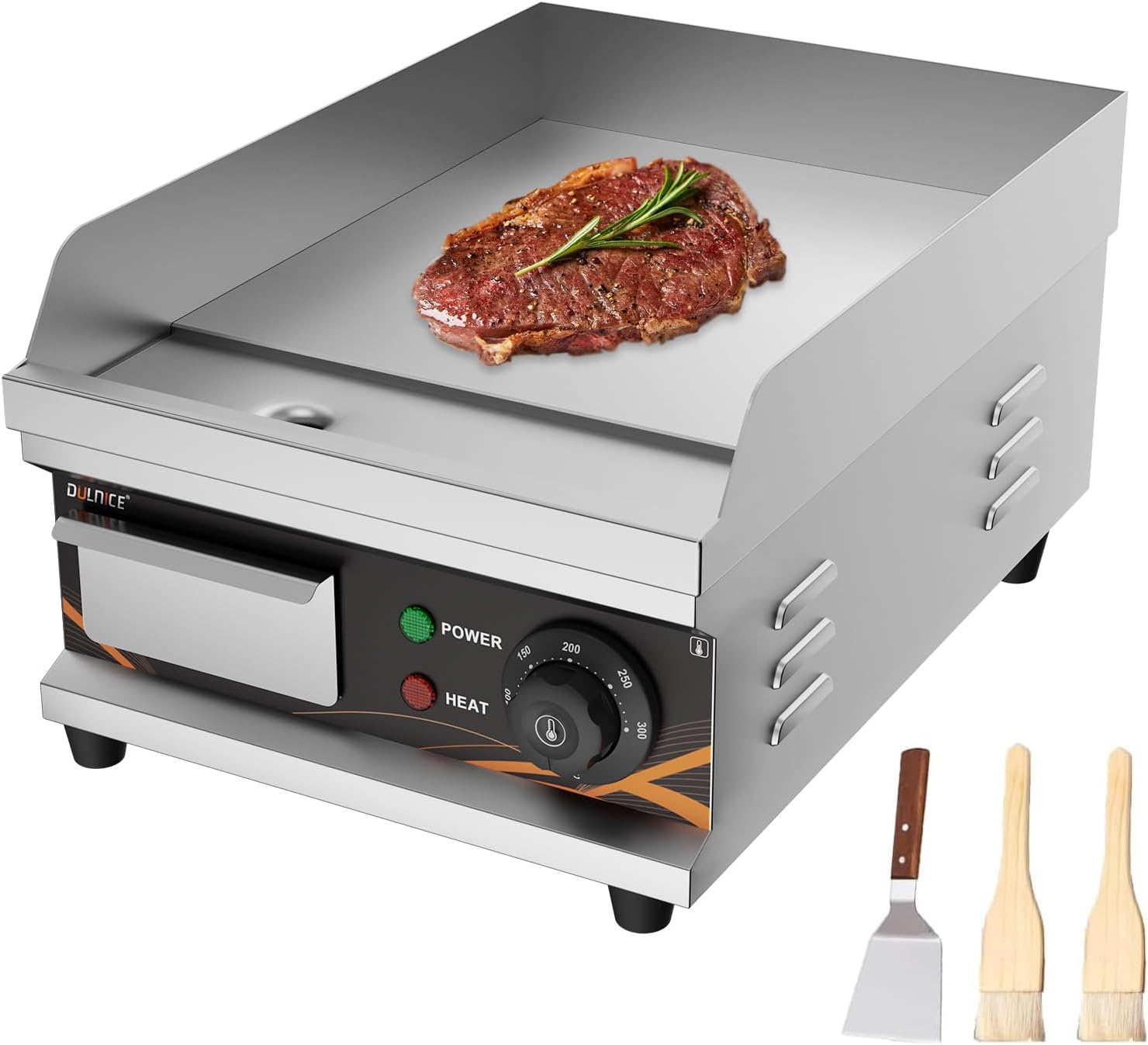 DULNICE Plancha Électrique Professionnelle en Acier Inoxydable, Commerciale Plancha de Cuisson Grill electrique，220-240V