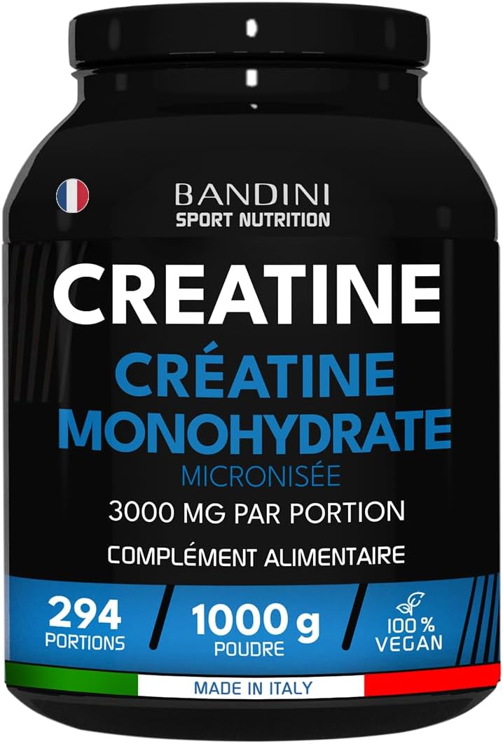 ® Créatine Monohydrate Poudre 1 kg 100% Pure pour l‘Entraînement de Force - Creatine Micronisée 1kg Haut dosage Sport & Fitness - Pre Workout Puissant - 292 Portions - Micronized Vegan Powder