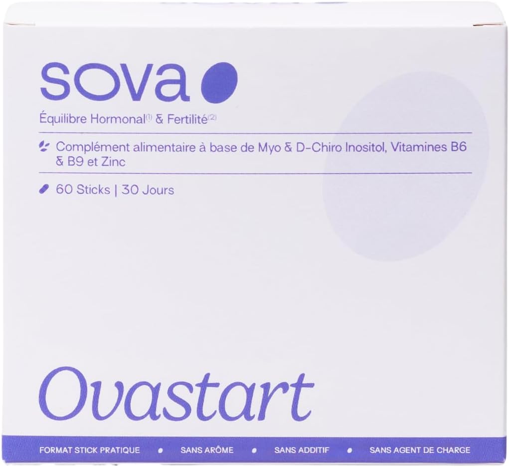 Ovastart - Complément Alimentaire SOPK - Équilibre Hormonal & Métabolisme Glucidique - Myo & D-Chiro-Inositol, Zinc, Vitamine B6 & B9 Brevetée Quatrefolic® - Made In France - 60 Sticks