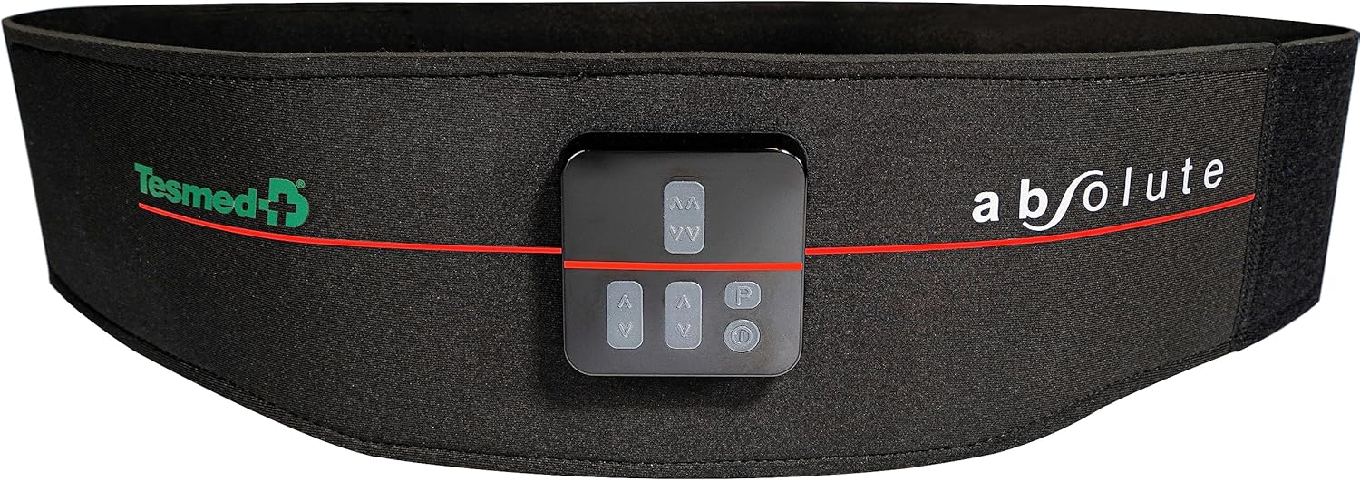Absolute Ceinture Abdominale, entraînement Abdominal EMS, electrostimulateur Musculaire Abdo centraux et latéraux, 15 programmes abdominaux, Unisexe, Rechargeable, Made in Italy