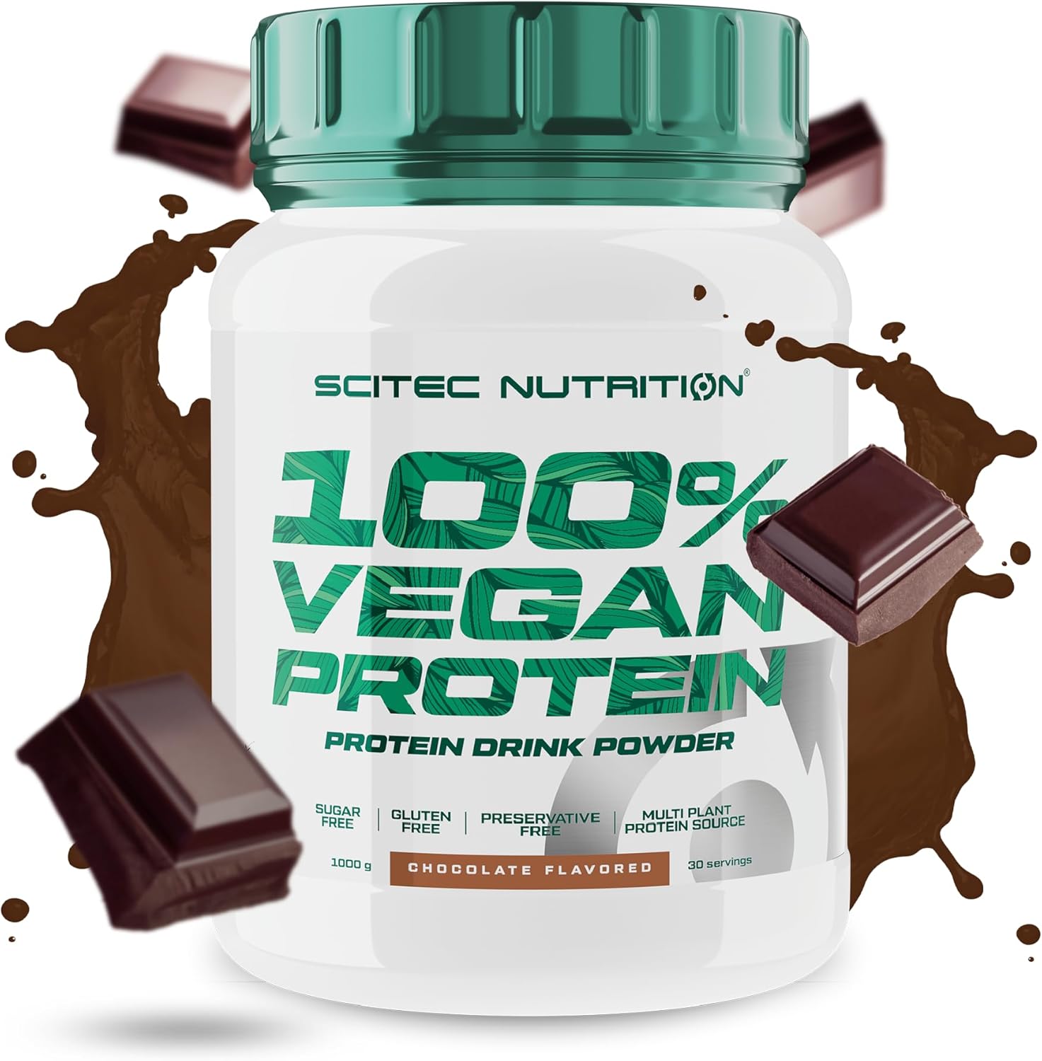 100% Vegan Protein - 5 sources de protéines d'origine végétale - enrichi en vitamine B12-33g par portion - Vegan, 1 kg, Chocolat Chocolat Chocolat