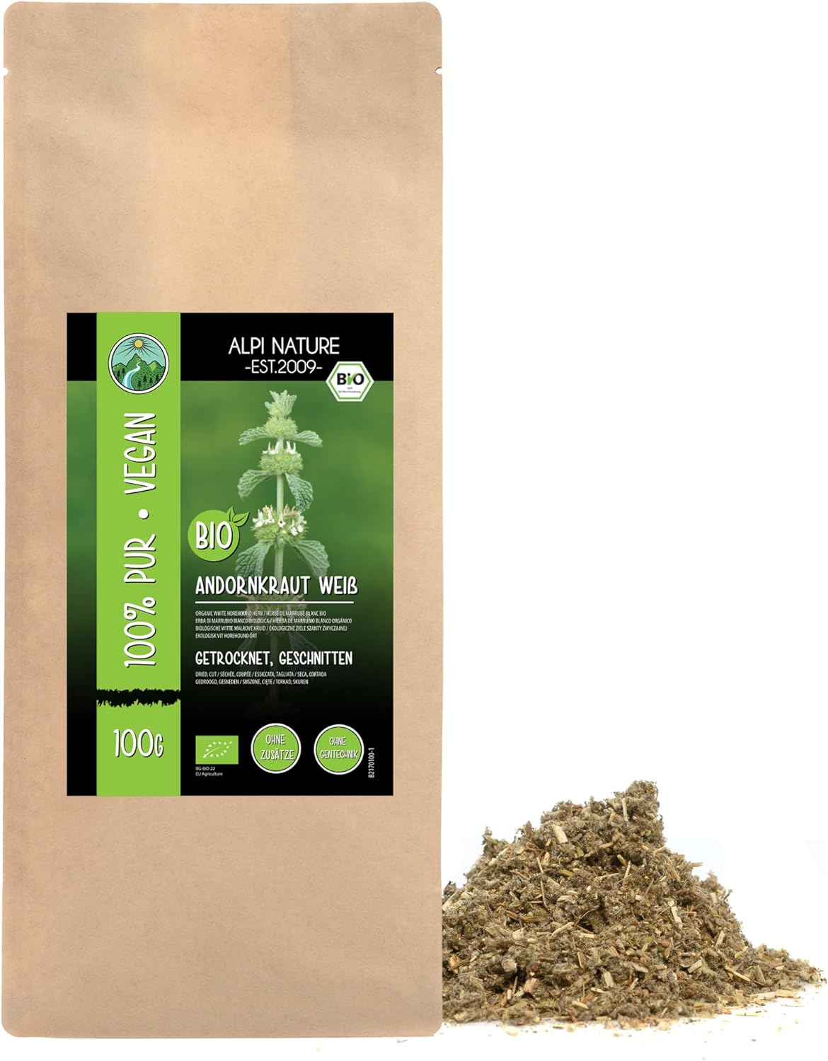 Marrube Blanc BIO Séchée 100g par Alpi Nature, Thé en Vrac, Herbe de Marrube Séchée et Coupée 100 GR