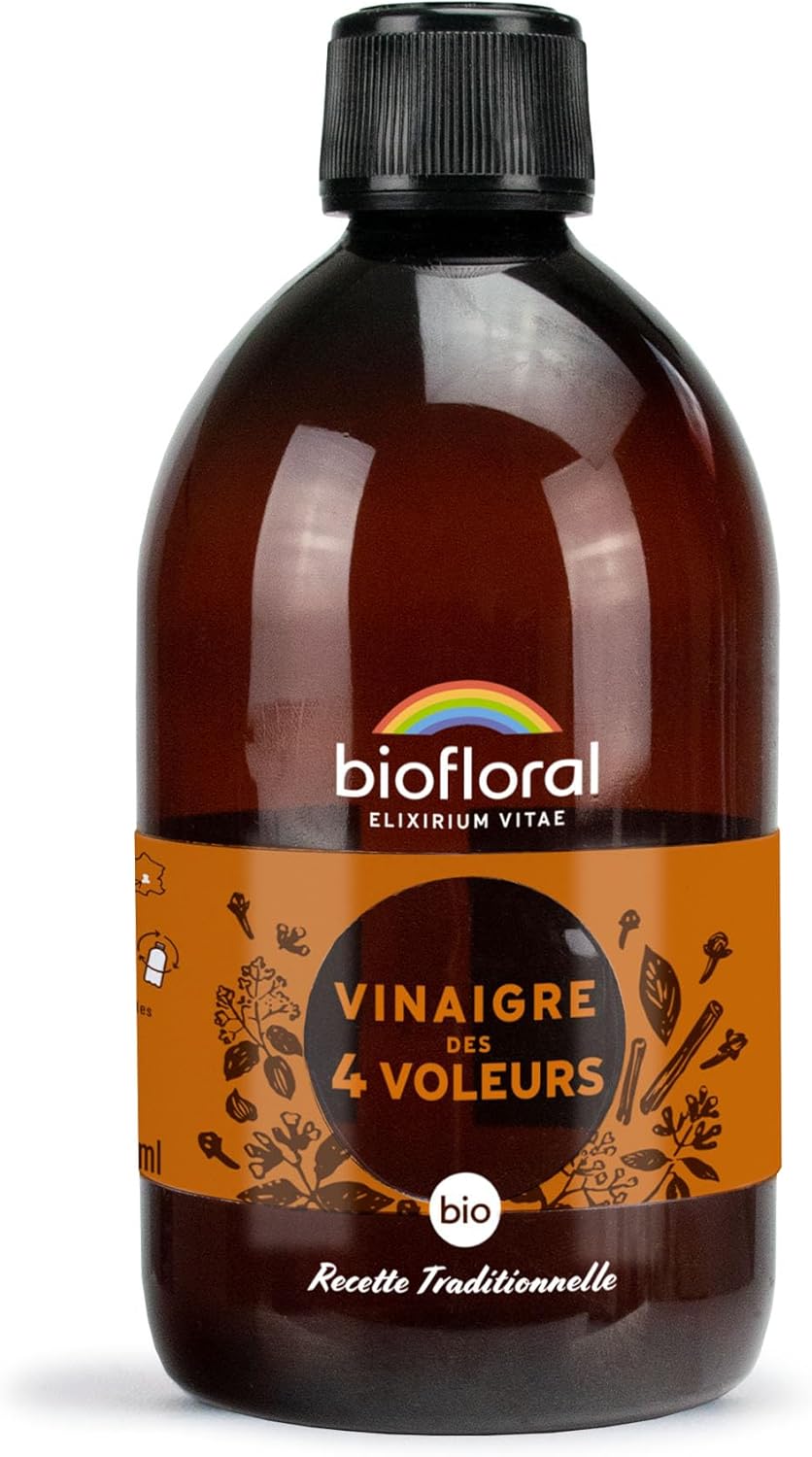 Vinaigre Des 4 Voleurs - Stimulant Naturel De L'Immunité - Fabrication Française - Certifié Bio - 500ml 500 ml (Lot de 1)