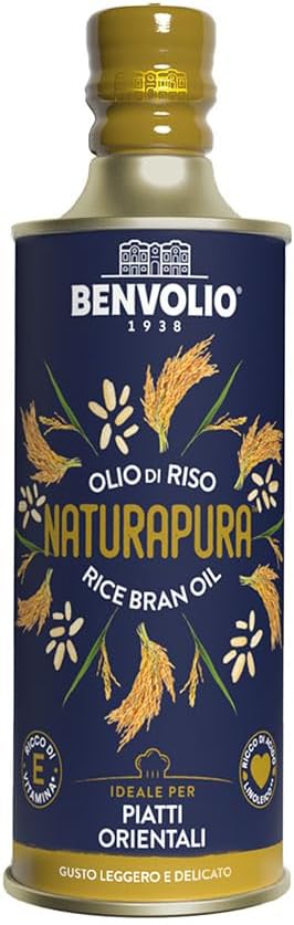 Huile de Riz Pure Naturelle Non OGM - 500 ml, Benvolio 1938 - Huile de Son de Riz avec Extrait de Gingembre Biologique BIO, Idéale pour les Fritures