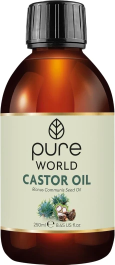 Huile de Ricin Naturelle Pure World 250ML - 100% Pur et Non Dilué, Sans Hexane, Naturel Pour les Sourcils, les Ongles, la Barbe, les Cheveux, la Croissance des Cils Castor Oil 1 ml (Lot de 1)