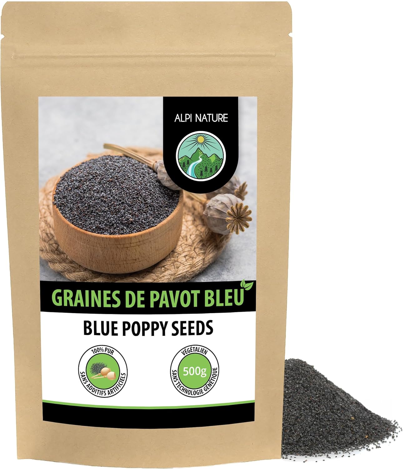 Graines de Pavot Bleu 500g par Alpi Nature, Pavot de Californie Graine pour la Cuisine et la Pâtisserie 500 GR
