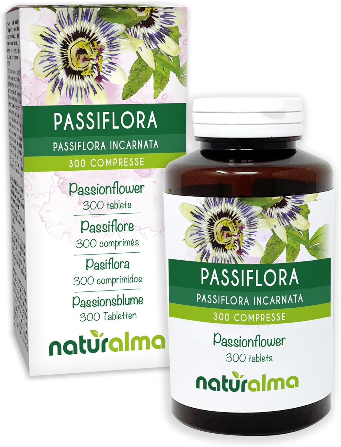 Passiflore (Passiflora incarnata) herbe avec fleurs Naturalma - 150 g - 300 comprimés - Complément alimentaire - Naturel et Végétalien