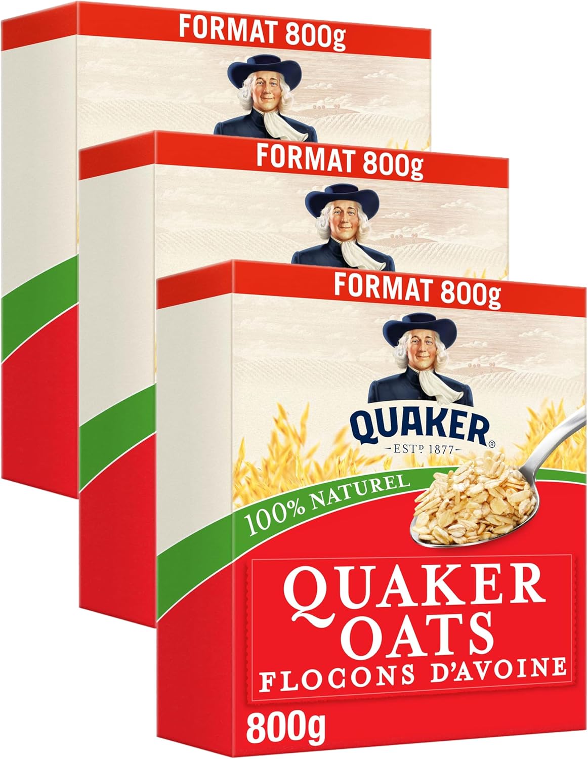 OATS Flocons d'Avoine, Format Familial 800 g (Lot de 3) Oats (Flocons d'avoine) 800 g (Lot de 3)