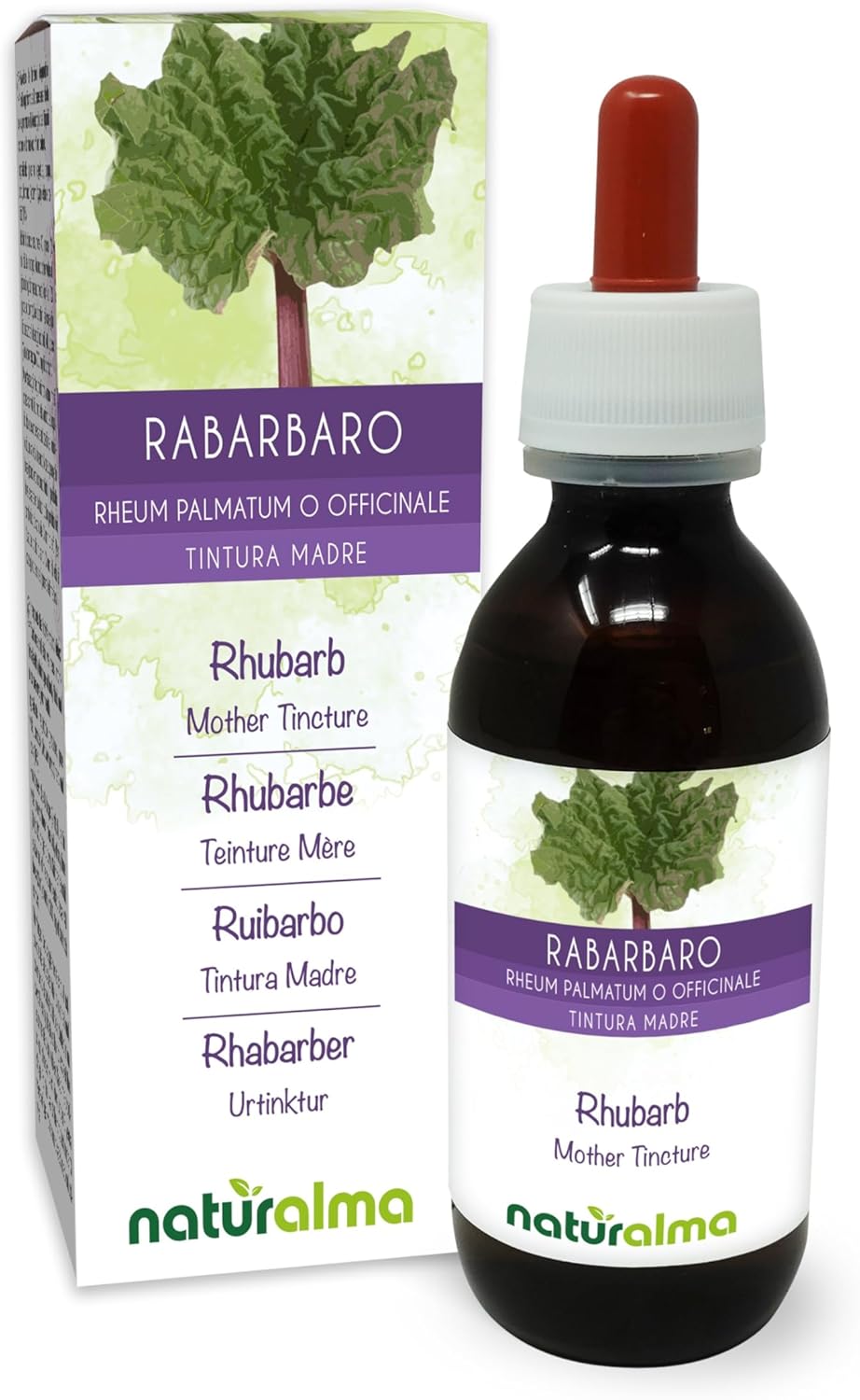 Rhubarbe (Rheum palmatum ou Rheum officinale) racines et rhizomes Teinture Mère sans alcool Naturalma - Extrait liquide gouttes 120 ml - Complément alimentaire - Végétalien ou végan Sans alcool 120 ml (Lot de 1)