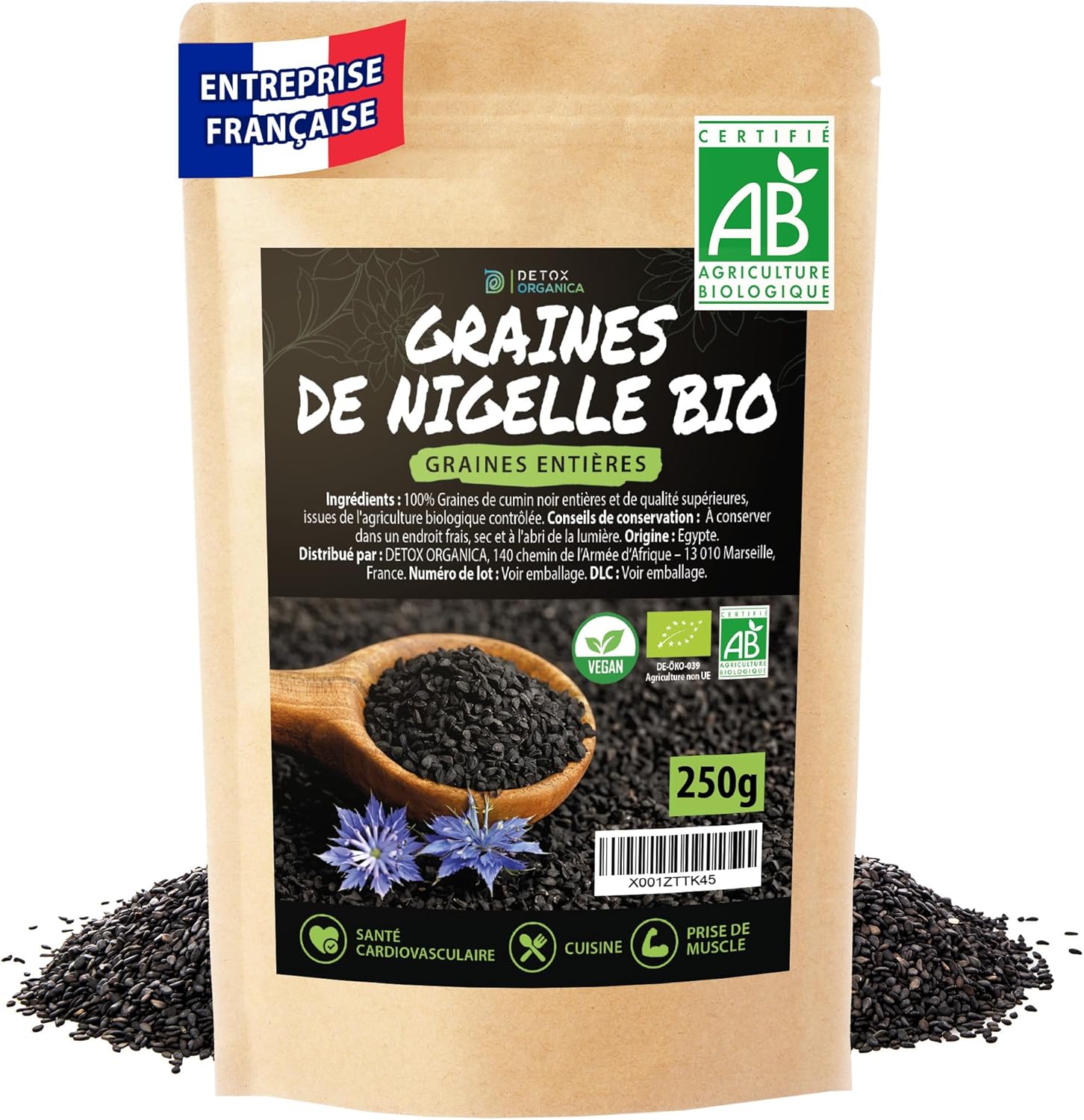 Graine de Nigelle - Graine de Nigelle Bio - Cumin Noir - 250g de Graines de Nigelle d'Egypte - Véritable Cumin Noir Alimentaire Certifié Pur et d'Agriculture Biologique (250g)