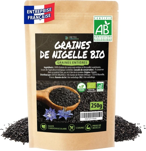 Graine de Nigelle - Graine de Nigelle Bio - Cumin Noir - 250g de Graines de Nigelle d'Egypte - Véritable Cumin Noir Alimentaire Certifié Pur et d'Agriculture Biologique (250g)