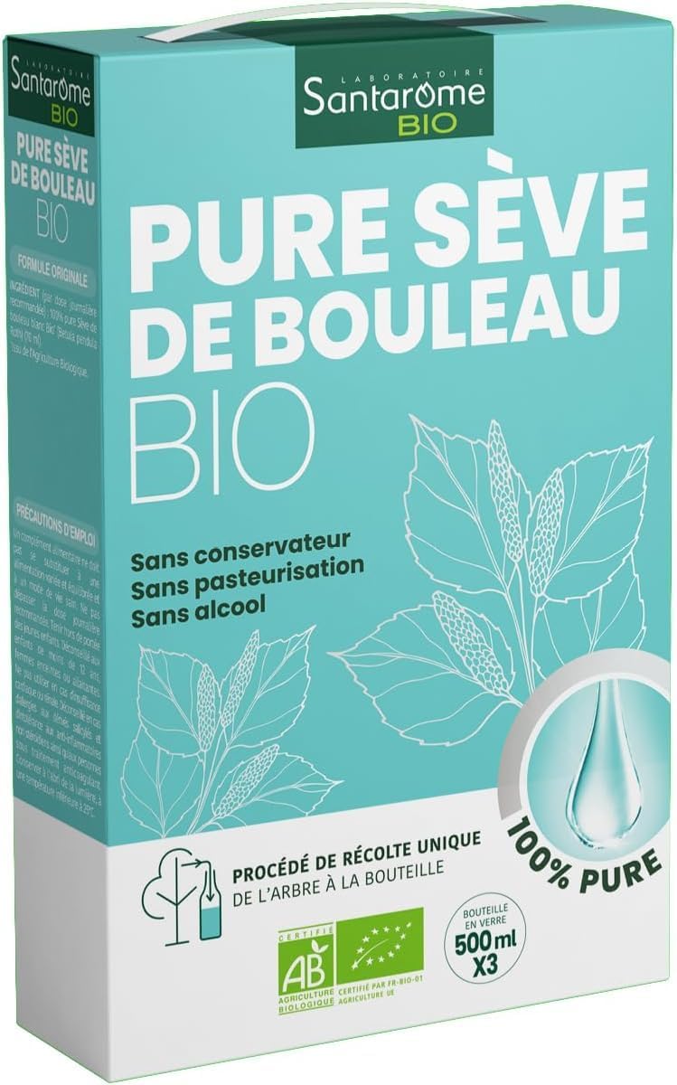 Pure Sève de Bouleau Bio - Complément Alimentaire Bio Draineur et Détox - Draine, Revitalise & Détoxifie l'Organisme - Contre la Fatigue et les Carences -Valisette 3x500 ml - Végan