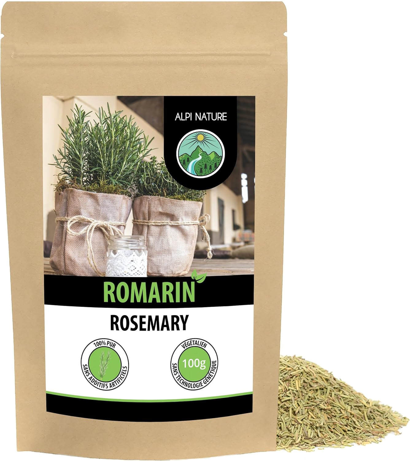 Romarin 100g, Feuilles de Romarin Séchées et Frottées pour la Cuisine 100 GR