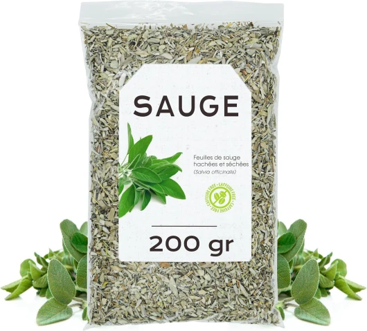 Tisane Sauge 200 gr - Feuille Sauge - Sauge Menopause - Sauge Sechees - Sauge en Vrac (200 gr)