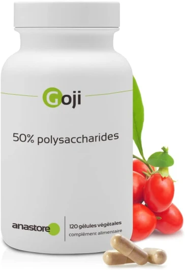 GOJI (LYCIUM BARBARUM) * 375 mg / 120 gélules * Titré à 50% en polysaccharides * Antioxydants, Energie, Équilibre émotionnel, Peau (anti-âge), Sommeil 0.99 g (Lot de 73)
