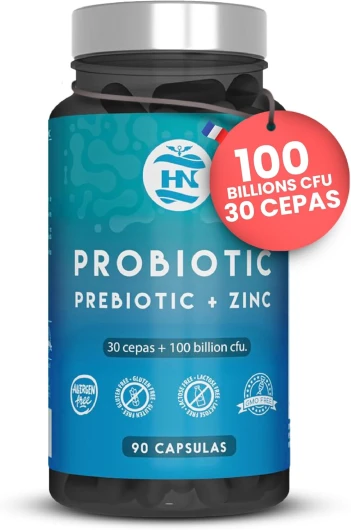 Probiotiques et Prébiotiques - 100 milliards d'UFC - 30 souches bactériennes Prébiotiques et probiotiques avec zinc + inuline pour le soutien immunitaire Probiotique Flore Intestinale (90)
