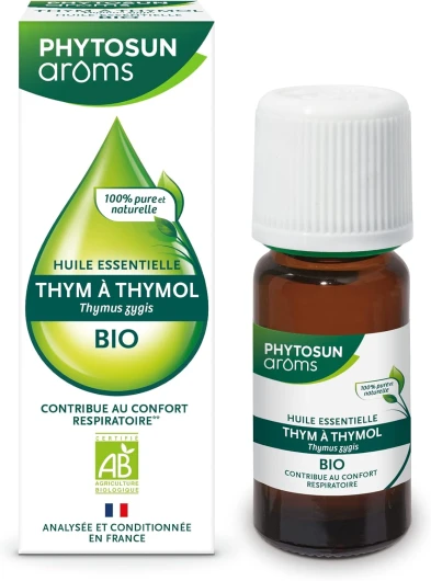Phytosun Arôms – Huile Essentielle Thym à Thymol BIO - 100% pure et naturelle - Contribue au bon fonctionnement, à l'apaisement et au bien-être des voies respiratoires - 10ml Citron 10 ml (Lot de 1)