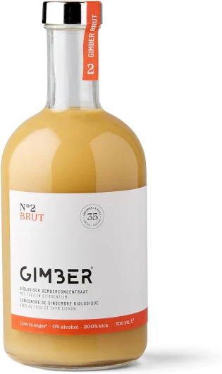 N°2 700 ml Brut – Concentré de gingembre bio - 50% de sucre en moins - Sans alcool et naturel - Boisson bio à base de gingembre, de yuzu et de thym citronné premium pour boissons et cocktails