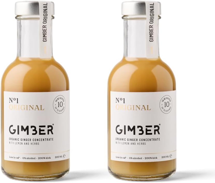 Concentré de gingembre bio 2x200 ml (400ml)- Boisson sans alcool 100% biologique à base de gingembre, citron et épices - Jus de gingembre Premium