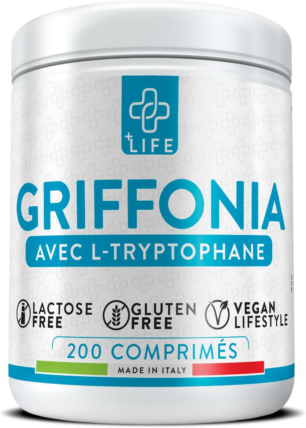 Griffonia Tryptophane Forte Dose PiùLife, 200 Comprimés De 400mg, L tryptophane Précurseur De La Serotonine Et Melatonine, Pour Dormir Mieux Naturel, Bonne Humeur, Anxiete Et Stress 200 unité (Lot de 1)