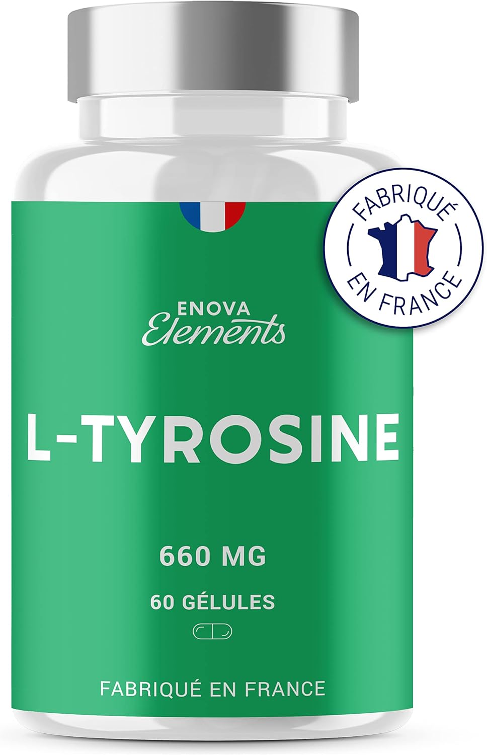 L-TYROSINE - Dopamine Antioxydant Peau - 660 MG par portion - 60 gélules - Complement alimentaire - Fabriqué en France