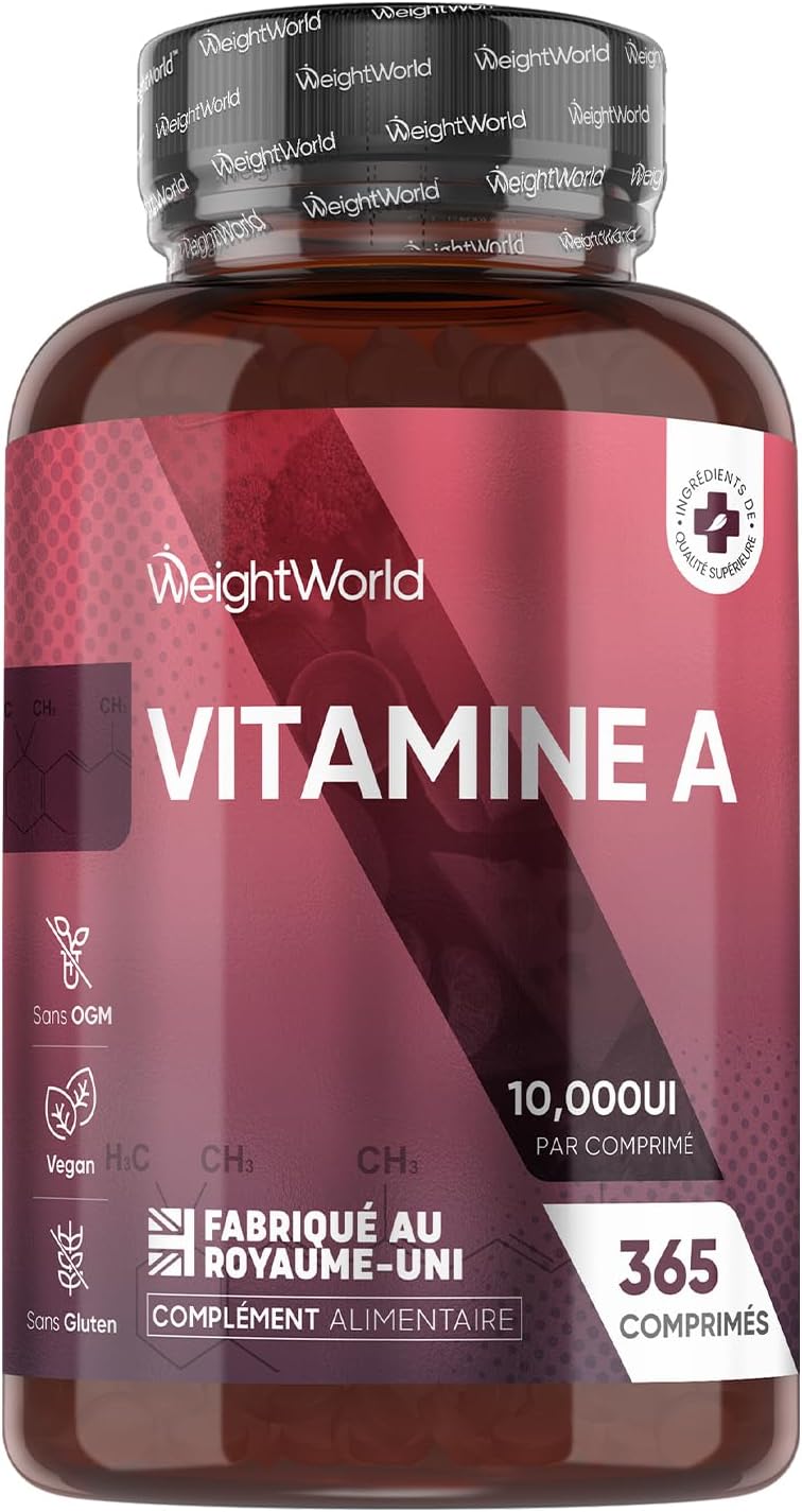Vitamine A 10 000 UI - 365 Micro Comprimés Vegan sous Forme d'Acétate de Rétinyle pour 1 An d'Approvisionnement - Prendre 1 Comprimé tous les 3 Jours - Alternative aux Vitamine A Gouttes - sans OGM