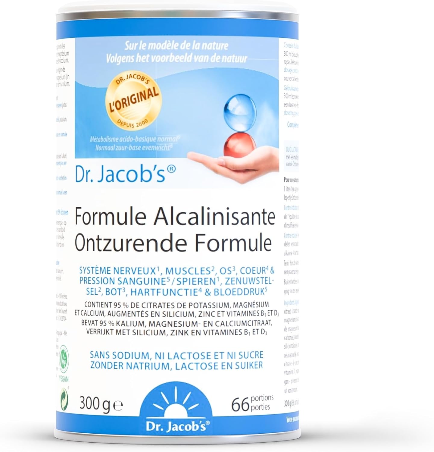 Formule Alcalinisante - Dr - Jacob's - 300g - Mélange de minéraux alcalins citrates fabriqués à partir de matières végétales