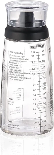 Shaker pour Vos assaisonnements, Shaker Vinaigrette, Verre doseur gradué pour Faire des mélanges, ustensiles de Cuisine Multifonctions, Flacon doseur ML de 300 ML