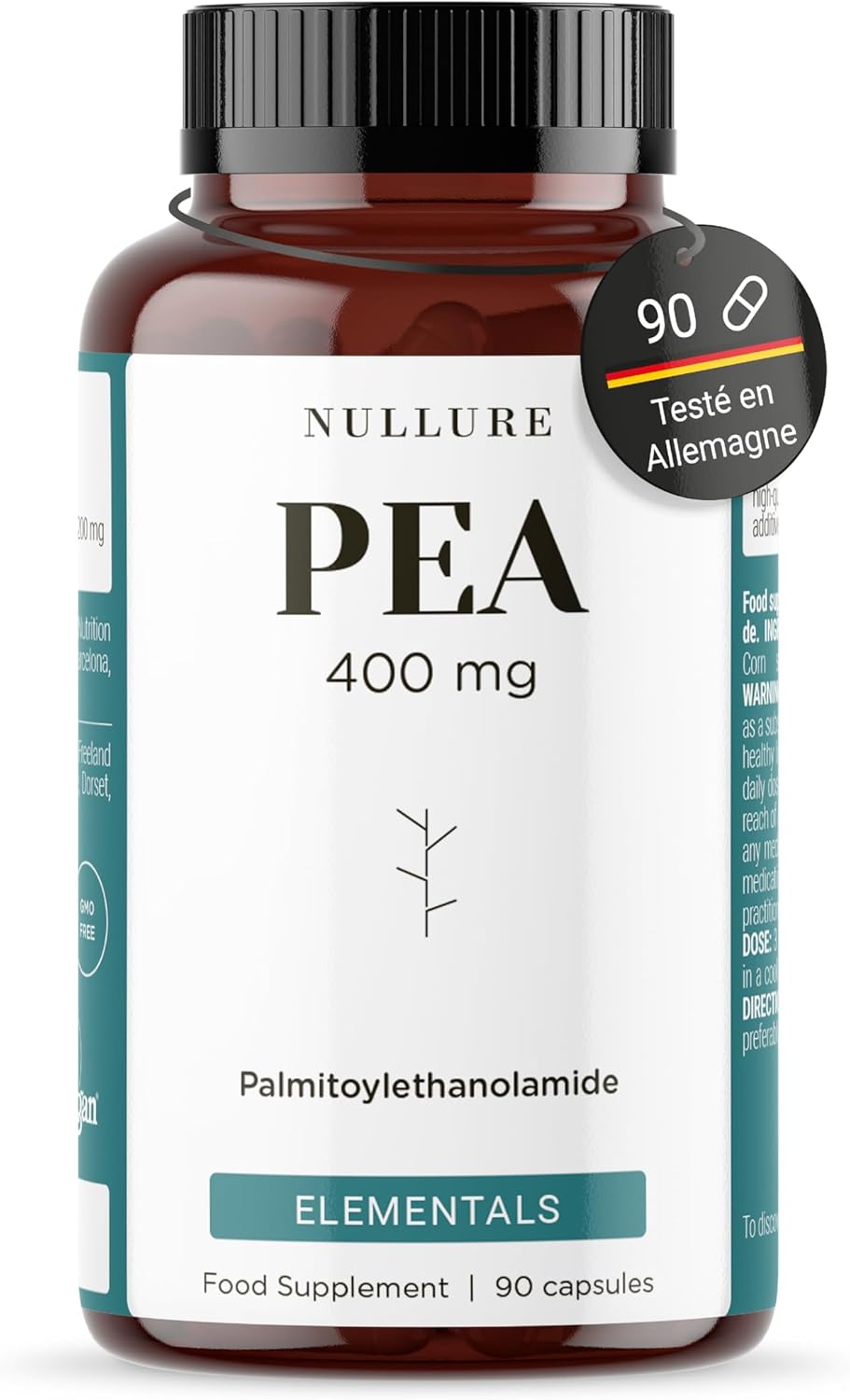 Palmitoylethanolamide (PEA) Supplément - Pure PEA 400mg Capsules - Santé Immunitaire · Gestion de la Douleur · Renforcement Cognitif · Force Musculaire - 90 caps (1 mois)